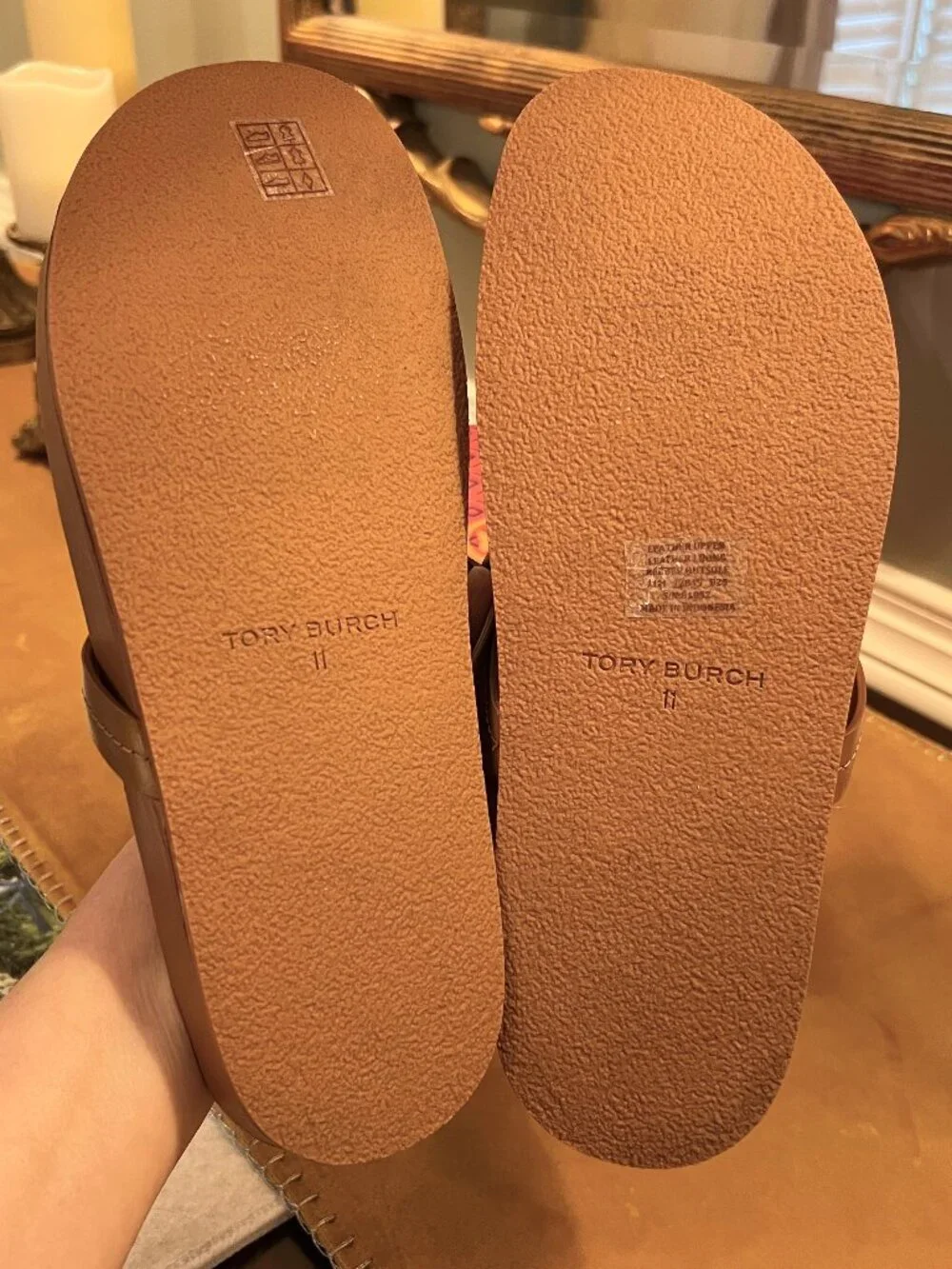 NIB Tory Burch Miller Cloud Thong Sandals Shoes in Bourbon Miele Honey Brown 11